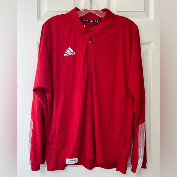 NWT Adidas Men’s Sideline 1/4-Zip Knit Pullover M Red / White - Picture 2 of 16